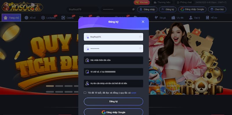 Trang chủ 38 Thủ tục đăng ký tài khoản cược XOSO66